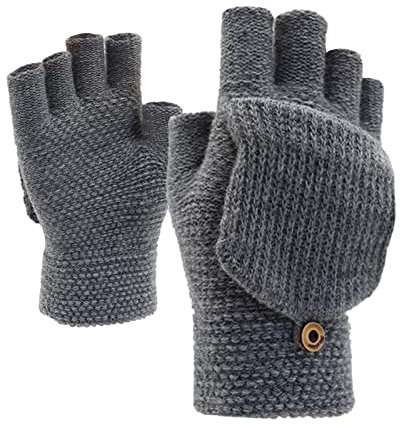 Handschuhe, gestrickte wandelbare Handschuhe, Flip-Handschuhe, Winterhandschuhe, Wolle, fingerlose Handschuhe, Herren, Arbeitshandschuhe