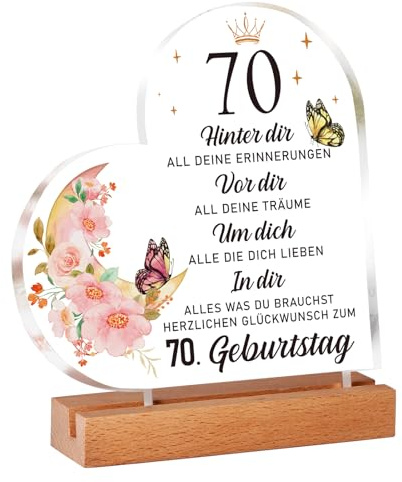 Geschenke zum 70 Geburtstag Frau, Acryl-Plakette Mit Inspirierender Gravur | 70. Geburtstag für Mama Mutter, Freunde, Ehemann, Ehefrau, 70. Geburtstag Geschenkideen, Deko 70. Geburtstag Frau
