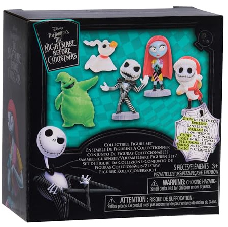 Just Play Coffret de 5 Figurines à Collectionner « L’étrange Noël de M. Jack » de Tim Burton et Disney, 4 Accessoires, Jouets pour Enfants de 3 Ans et Plus