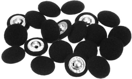 QUARKZMAN 20 Stück Stoffbezogene Knöpfe 15mm Runde Plüsch Bezogene Metall Knopf Stoff bedeckt mit Metallschaft Nähknöpfe Bastelknöpfe zum Nähen Basteln für Anzüge Strickjacke, Schwarz