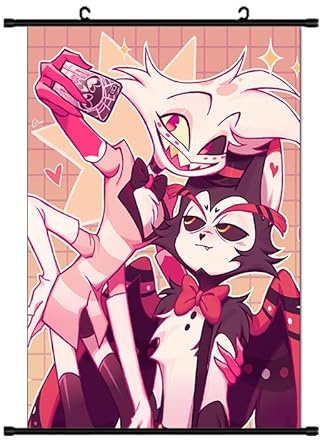 Zhongkaihua Hazbin Hotel Poster Angel Dust/Alastor/Luzifer, Anime-Poster-Gemälde Stoff-Hängeschriftrolle Wandkunst für Hazbin Hotel Merch Schlafzimmer Heimdekoration