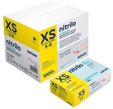 ABD 1000 Guantes de Nitrilo Azul XS – Pack de 1000 Unidades, Resistentes al Desgarro, Antideslizantes, Sin Látex, Apto para Uso Alimentario, Cumplen EN 455 y EN 374 (Azul, Talla XS)