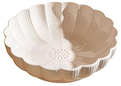 LXYDPZ Insalatiera in Ceramica, Ciotole per Pasta Grandi Colorate, Ciotole per Insalata zuppiera in Ceramica da Portata grande-48 oz-Bianco (White 48 oz)