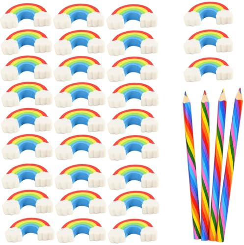30 Stück Regenbogen Radiergummi,Radiergummi Kinder set,Radiergummi Lustig,Radiergummi 2B,Radiergummi Lustig,Radiergummi Bunt,Radierer Knder SchuleRadiergummi Zeichnen