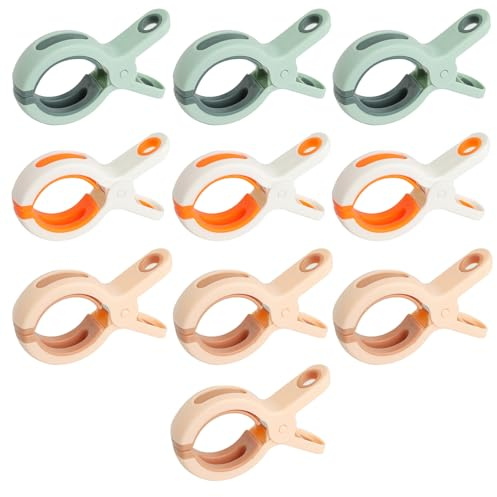 Grosses Pinces Serviettes de Plage,10 Pièces Grande Pince Linge Plastique Solides Pinces à Serviette Coupe-Vent et Antidérapantes pour Quilt Vêtement Couettes Draps Tapis Nappe