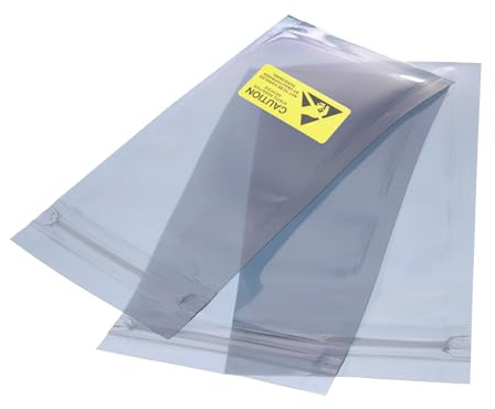 QUARKZMAN Antistatiska skyddspåsar 50 st 2,4 x 4,7 tum (6 x 12 cm) fällbara med hårddisketiketter HDD SSD PCB-kort
