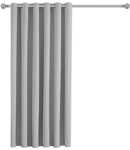 Imperial Rooms Eyelet Blackout Curtains for Living Room 66x84 Inch Light Grey Curtains for Bedroom Energy Saving Door Curtain One Panel with Tieback