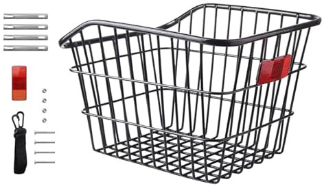 Hinterradkorb | Metall großer Fahrradträger | Rahmen Fahrradkorb hinten | Rahmen Fahrrad Korb hinten Fahrrad Fahrrad Ablage Schultasche Fahrrad Aufbewahrungskorb für Tasche Rucksack Cargo Hard