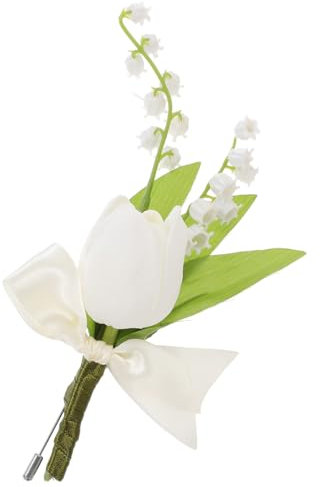 MUSISALY Realistischer Tulpen-Anstecker aus Stoff für die Hochzeit im Knopfloch für den Bräutigam Elegante Ansteckblume für die Braut Dekoration künstliche Blumen für den Anzug
