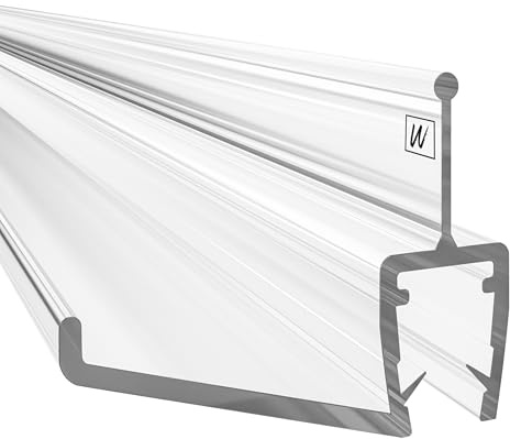 WAKA Premium Duschtür & Duschlippe PRO-H, Duschdichtung Optisch Transparent, Dichtung Dusche Glastür 6-8mm, 100cm Duschkabine & Duschtürdichtung, kompatibel mit einer Schwallschutzleiste Dusche