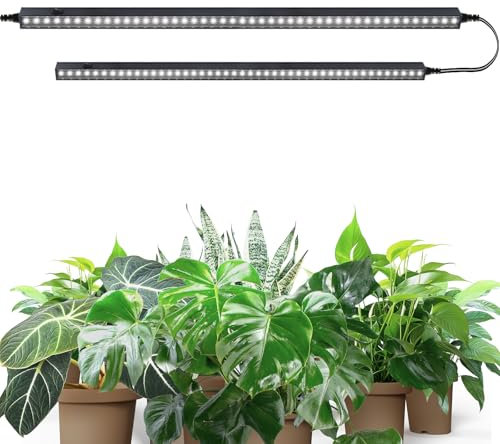 Barrina T5 2FT Grow Lights for Indoor Plants, 5000K Full Spectrum LED Grow Light Strip with Black Cover, 20W(2 x 10W), Under Cabinet Plant Light with Switch Cord, Linkable, Plug and Play, 2 Packs