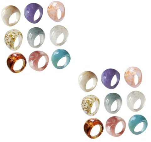 COLLBATH Ringe Aus Gla 18 Stk Harzring Schmuck Einzigartiger Ring Stilvoller Ring Stylischer Fingerring Lichtring Weihnachtsring Weichnachtsgeschke Knöchelring Fingerring Aus Harz Acrylharz