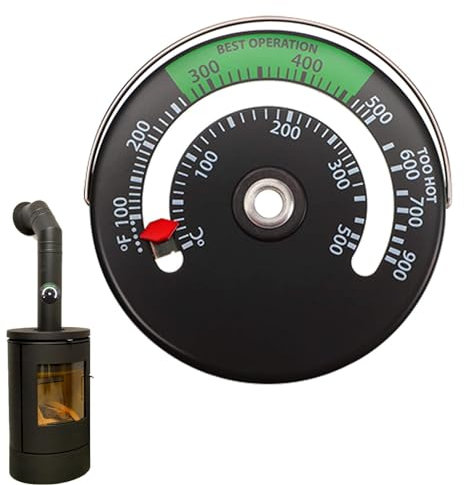 Palaufr Termómetro de pila de leña - Termómetro de tubo de estufa de fuego magnético | Accesorios de chimenea para evitar que los ventiladores de la estufa se dañen por sobrecalentamiento