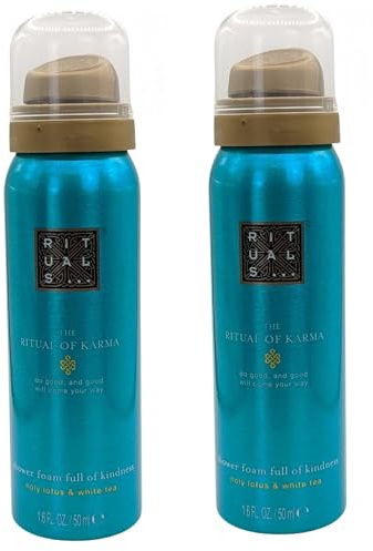 RITUALS Foaming Shower Gel from The Ritual of Karma, With Summery Holy Lotus & White Tea - Hydrating, Cooling Properties Travel Size 2 x 50ml