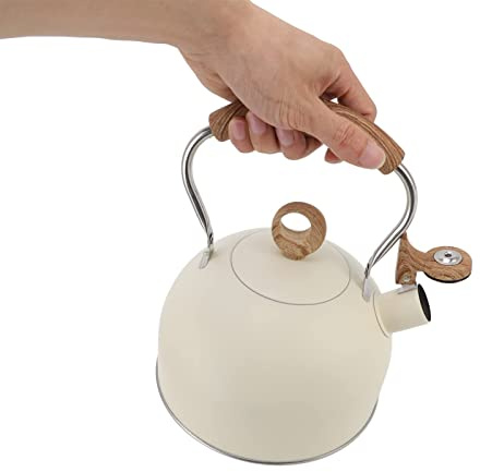 Tea Kettle,2.5 L Whistling Tea Kettle for Stove Top,Tea Kettle with Handle, WhistlingTea Kettle for Stovetop, Stainless Steel Water Teapot Boilers for Stovetops Stove Top Tea Pots (Cream)