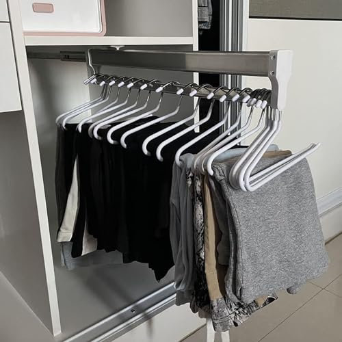 Ausziehbare Kleiderstange mit verstellbarem Schiebegestell aus Ra Stahl-Finish, Schrankstange für Kleiderschrank, Größe 30, 80 cm, Größe 700 mm