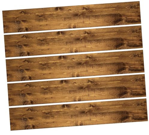 LIFKOME 5pcs Stick Tiles Peel Stick Floor Stickers Self Adhesive Wood Grain Decorative Floor Decals for Kitchen Bathroom