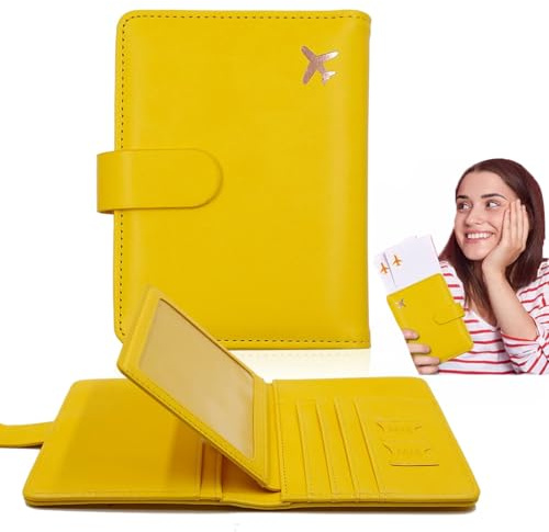 JEYORZY PU Cuir Porte-Passeport Housse pour Femmes Hommes Cartes de crédit Cartes d’embarquement Porte-Passeport de Voyage