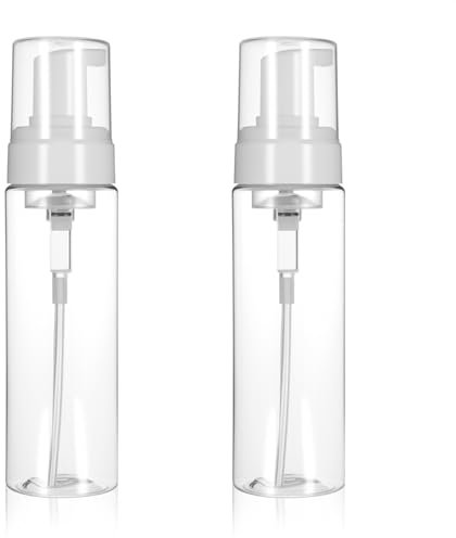 2Pcs Foam Pump Bottle Travel Dispenser Foaming Pump Bottle Clear Plastic Foaming Soap Transparent Empty Spray Bottles Foam Hand Soap Dispenser Bottles Refillable for Face Wash Lash Shampoo Skin Care