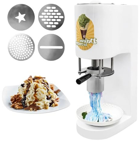 Máquina Profesional de Helado Spaghetti con 4 Moldes, Prensa Eléctrica para Helados de Acero Inoxidable para Heladerías & Pastelerías