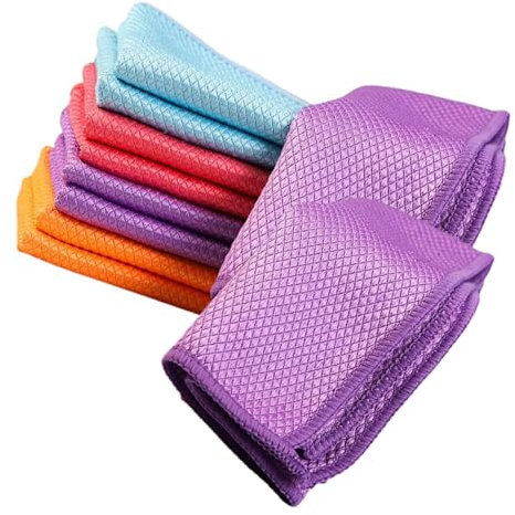 Thewasc Lints Freely Microfiber 10Pcs Fish Scales Cleaning Cloth For Household Leaves Streak Freely Or Fibers Behind