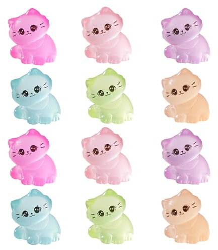 Diogeynu 12pcs Miniature Resina Gatti Figura Set Per Giardino Paesaggio Disegni Desktop Fairies Giardino E Acquario Decorazione Resina Animale Figurine Per