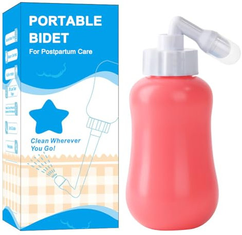 Flipped Warmth 380 Ml Bidet-Flasche Nach Der Geburt Für Die Weibliche Pflege, Tragbares Reise-Bidet Mit Teleskopdüse, Umgedrehte Dammflasche Für Die Persönliche Reinigung,Rot