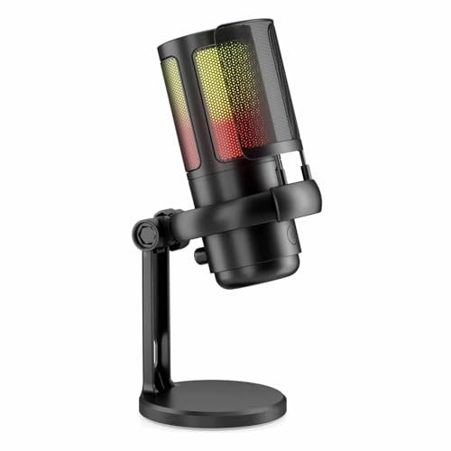 JKETKR USB Gaming Microphone Kit with Boom Arm Stand for Streaming Podcast Recording Studio Singing(A,Base bracket)