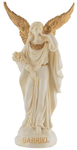 Erzengel Gabriel, Miniatur, aus Kunststein angefertigt, mit Goldfarbe von Hand bemalt, Veronese Kollektion, 708-78192