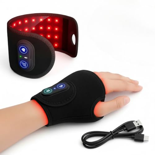 Infrarot Handgelenkband mit 48 LED, Ergonomisch, Wiederaufladbar, Handgelenk Therapieband für Entspannung, Muskelregeneration & Durchblutung (1pcs)