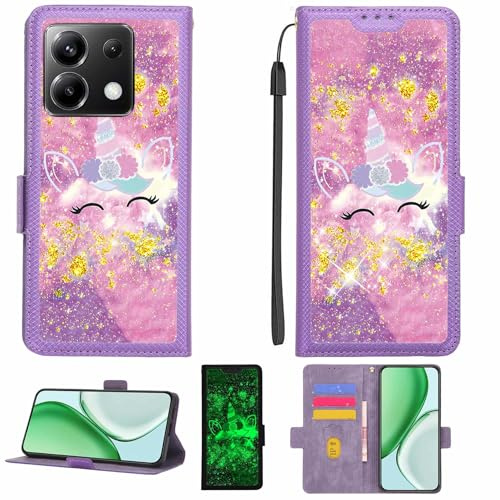 Kinetijy Coque Compatible pour Poco X6 Coque Étui Housse Case Support [avec Film Protecteur HD d'une dureté de 9H] [Blocage RFID][Paillettes dorées + Brillantes] LPT-DJS