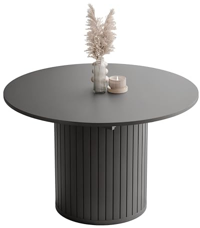 IDOHOME Ausziehbarer Esstisch SENTO rund 120 bis 160 cm | 120 bis 160 cm, Laminierte Platte, Mehr Platz, Integrierte Einlage, Im Esszimmer, Stabiler Tischfuß