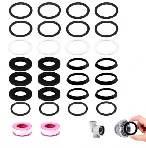 Juntas Planas para desagüe de Lavabo 28 Piezas 40mm Negras repuestos de Goma para sifón de Fregadero Cocina y baño con instalación fácil y Sellado hermético