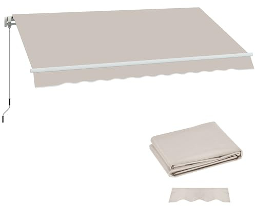 Outsunny Telo di Ricambio per Tenda Parasole Retrattile, Tessuto di Ricambio per Tenda a Braccio da 3x2.5 m in Poliestere, Anti UV 50+, per Balcone, Patio, Terrazzo, Esterno, Giardino, Crema
