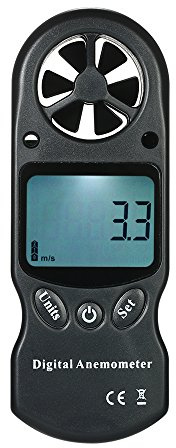Fafeicy Digital Anemometer, Plastic Cover, Measures Wind Speed Temperature Humidity with LCD Display for Drones and RC Planes