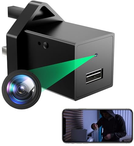 Hidden Spy Camera USB Charger 1080P WiFi Wireless Home Security - Black