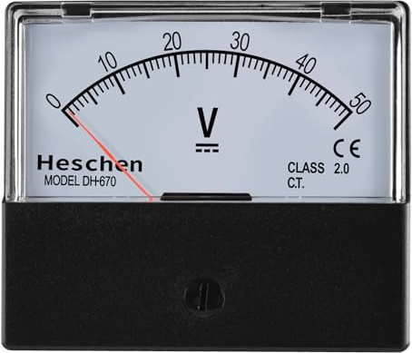 Heschen Voltmetro del dispositivo di prova del circuito elettrico, classe 2.0, pannello di 70x60mm di CC 0-50V di DH-670