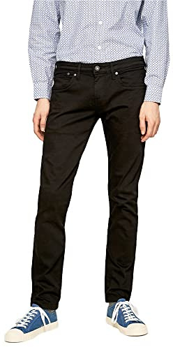 Pepe Jeans Hatch Vaqueros para Hombre Slim Fit Tiro Medio Negro, 28W / 30L
