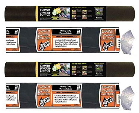 Dewitt 2-Pack 20 Year Weed Barrier Fabric 4.1 oz, 3 x 100 Feet – Heavy-Duty Woven Landscape Ground Cover for Gardens, Greenhouses, Outdoor Displays, Slopes, and Long-Term Weed Control