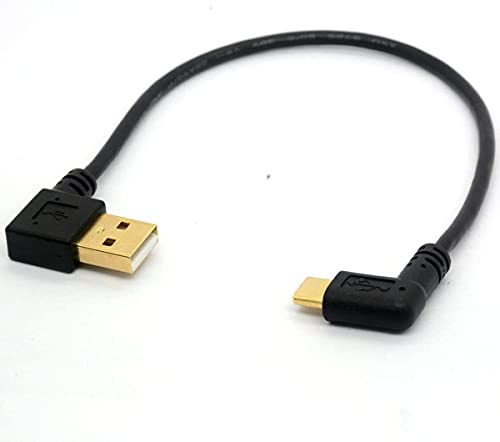 HUHANGGod 90 Degree USB 2.0 to Type C Right/Left Angled Male Cable Gold Plated USB C Extension Cord Data Transfer Sync lead (USB 2.0 Left)