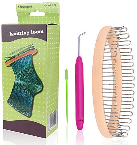 Coopay Sockenstrümpfe, ovale Form, Sockenwebstuhl-Set, inkl. 32 Haken, mittelgroßer Strickwebstuhl, Loom-Strickhaken und Nähnadeln, für Damen Herren, Kinder und Babys Socken, stationäre Sockenmacher