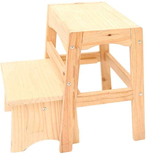GJSN Outdoor Home Dual-Purpose Tritthocker, 2 Stufen, Adult Shoes Bank Ascending Stool Climbing High Stool Kinderbank, 4 Farben, Farbe,Holzfarbe
