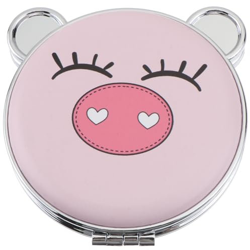 Pig Shaped Foldable Cosmetic Mirror Portable Travel Makeup Mirror Women Compact Handheld Pocket Mirror Cute Cartoon Animal Design