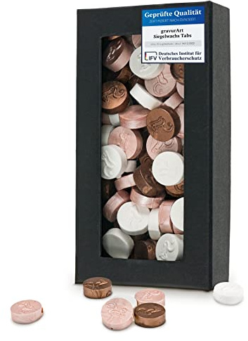 gravurART Siegelwachs Tabs - Wachs Perlen, flexible Wachssiegel auf Einladungen mit Stempelwachs für Siegelstempel - Mix Weiß + Champagner + Kupfer