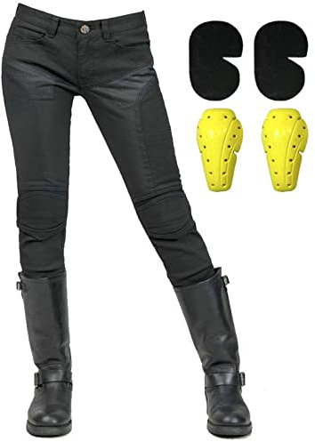 Damen Motorradhose Jeans,Motorcycle Biker Pants wasserdichte Und Atmungsaktive Motorrad Hose Motorradrüstung Schutzauskleidung Mit 4 Abnehmbarer Protektoren (A,M)