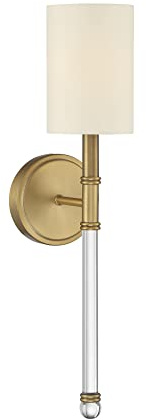 Savoy House 9-101-1-322 Fremont Traditional Soft White Glass Wall Sconce, 1-Light 60 Watt, 21 H x 5 W, Warm Brass