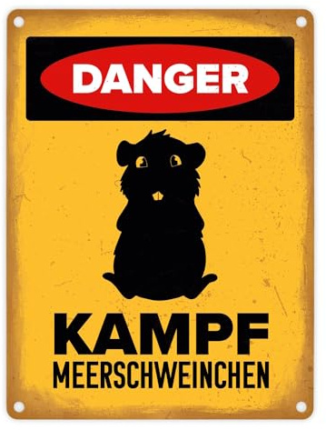 speecheese Meerschweinchen Warnschild 15x20 cm Aluminium Metallschild mit Meerschweinchen Silhouette und lustiger Warnung für Meerschweinchenhalter