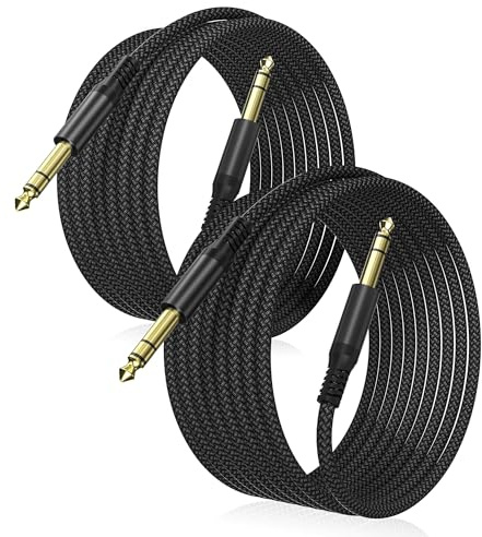 Elebase 6.35mm Instrumentenkabel 9M 2Pack,6.5 mm TRS Stereo Gitarrenkabel | Ausgewogen 6.3mm auf 6.3mm Jack Klinke Audio AMP Cable für Gitarre,Verstärker,Bass,Tasteninstrument,Elektrische Mandoline