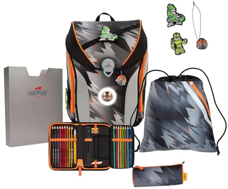 DerDieDas ErgoFlex MAX LED Schulranzenset 5-teilig Cyber Dino