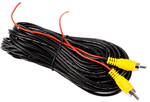 Câble Vidéo pour Caméra de Recul, Câble vidéo d'extension 15m vers Mâle vers Mâle AV Câble Audio Vidéo Cordon pour Caméra Arrière de Voiture Lecteur DVD CD TV Box (Noir)